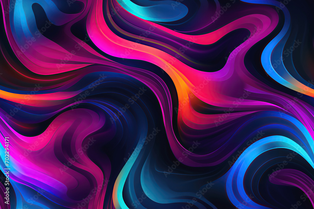 futuristic background with wavy seamless pattern texture with neon gradient multicolored wave - obrazy, fototapety, plakaty 