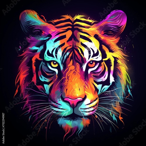 Tiger  Neon Tiger  vibrant wildlife  electric jungle  neon safari  tiger in lights  generative ai 