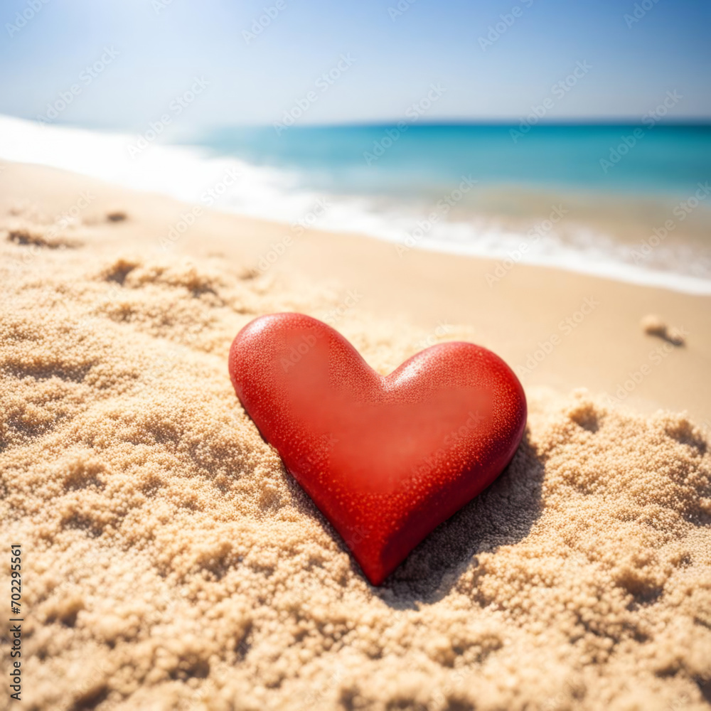 Valentine's day heart lies on a sandy beach. Valentine's day heart lies on a sandy beach.