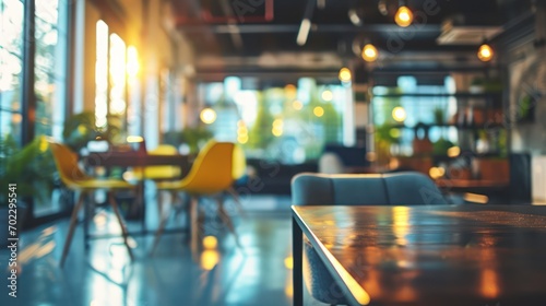 Blurred background featuring the lobby interior of a modern office. Defocused background for business