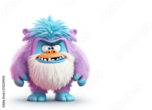 Funny monster character standing with an annoyed expression  isolated on white background