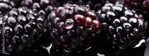 close up of blackberry in drops of water