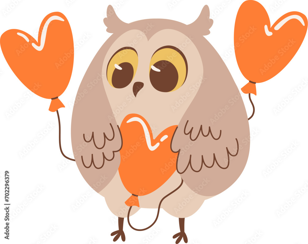 Fototapeta premium Owl With Balloons