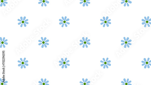 Seamless pattern with blue daisies on a white background