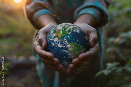 A person holds the planet earth in his hands