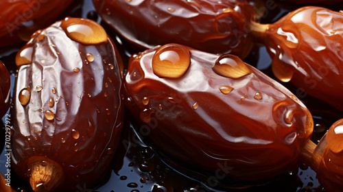 close-up of dates in water drops