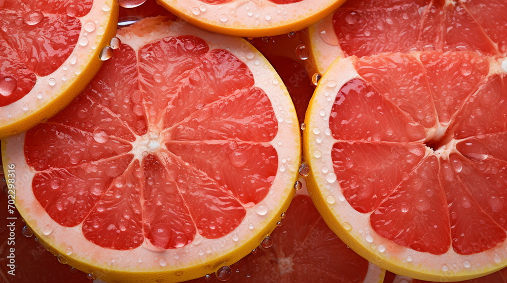 close up of grapefruit in water drops close up of grapefruit in water drops