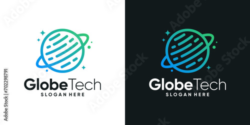 World tech logo design template. Modern icon globe, sphere, technology graphic design vector. Symbol, icon, creative.