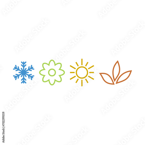 Four seasons icon set isolated on white background