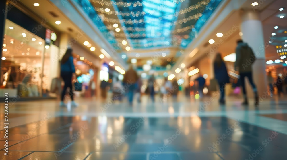 A shopping concept background with a modern shopping mall in blur, portraying several shoppers in motion.
A shopping concept background with a modern shopping mall in blur, portraying several shoppers in motion.