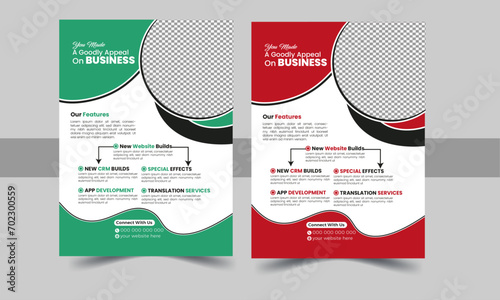 Corporate business flyer template design set with different color. marketing, business proposal, promotion , advertise, publication, cover page. new digital marketing flyer set.