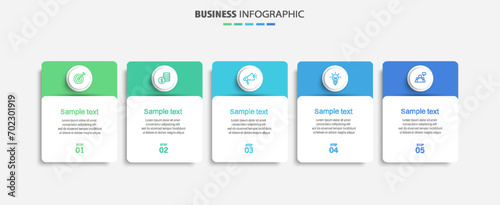 Infographic template with 5 options or steps. Can be used for workflow layout, diagram, annual report, web design	
