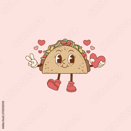 retro illustration of a taco for lovers