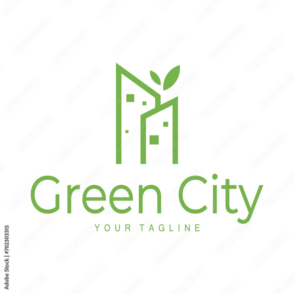 green and healthy modern city with leaf logo design for business, property, building, eco city, future city, architect, environmentally friendly green and healthy modern city with leaf logo design for business, property, building, eco city, future city, architect, environmentally friendly