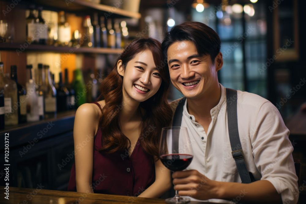 Cheerful Young Couple Enjoying Wine at a Cozy Bar
Cheerful Young Couple Enjoying Wine at a Cozy Bar