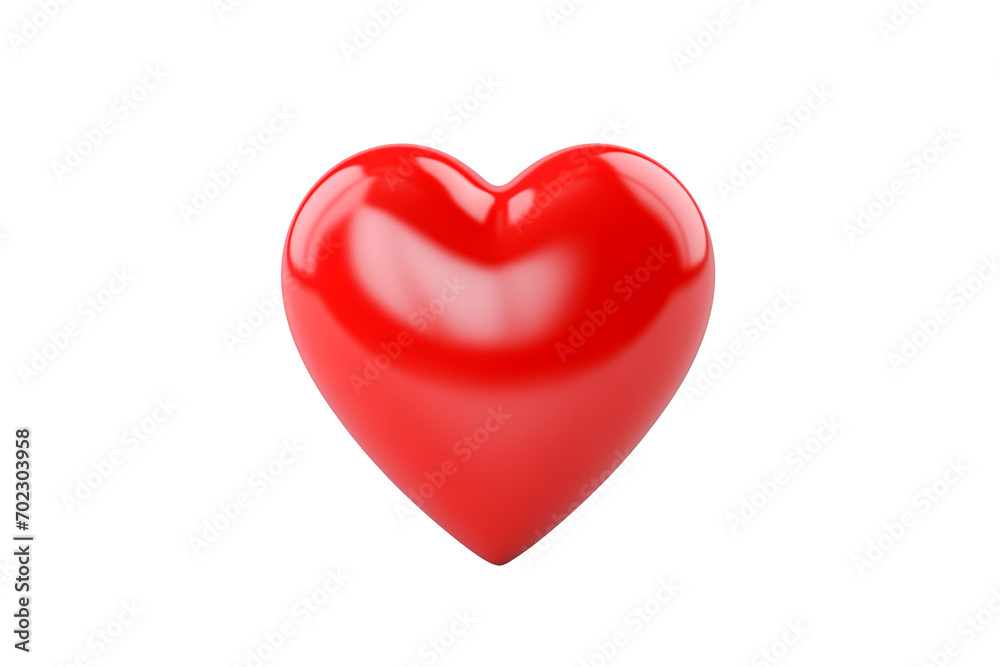 3D red heart shape on transparent background