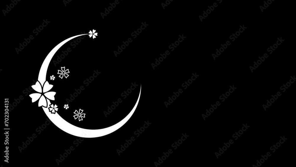 simple animation moon and sakura in black background