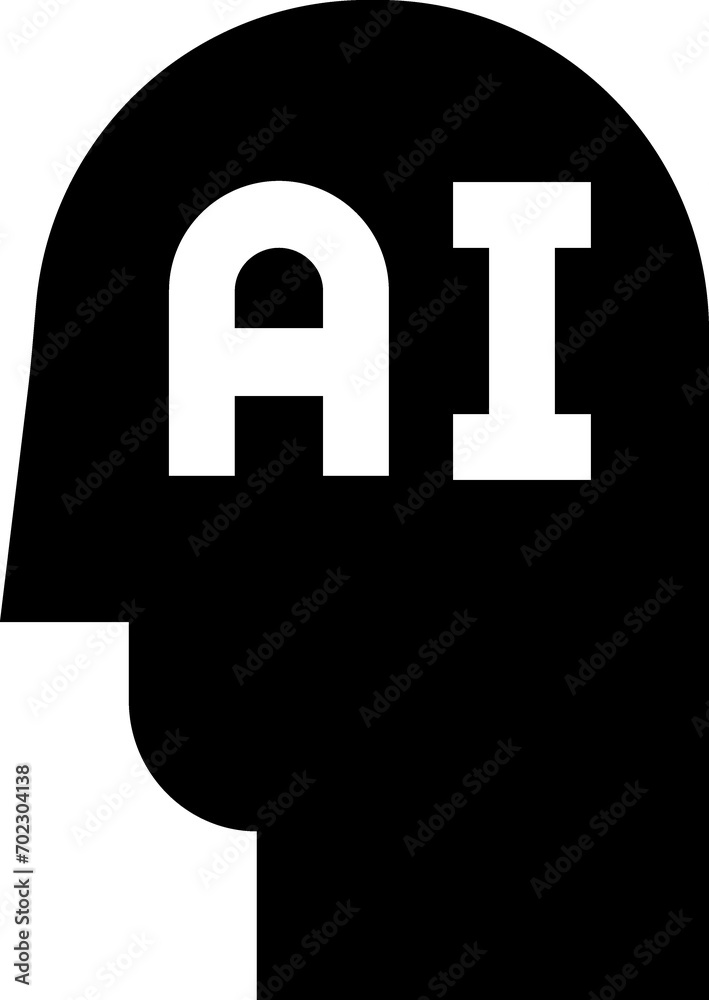 Artificial intelligence black icon, AI icon Artificial intelligence black icon, AI icon
