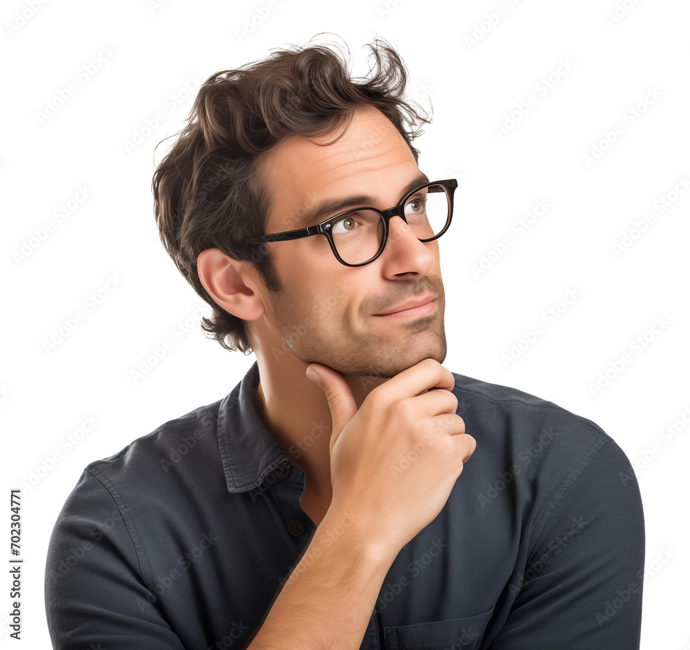 Man With Glasses Thinking Isolated on Transparent Background
Man With Glasses Thinking Isolated on Transparent Background