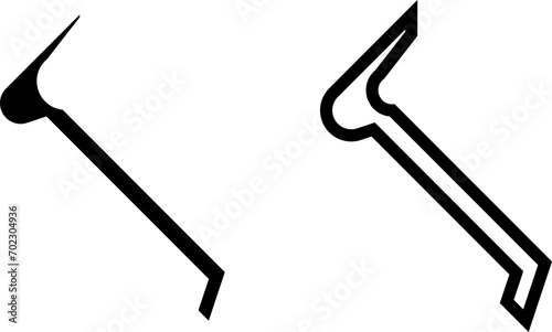 crowbar icon, sign, or symbol in glyph and line style isolated on transparent background. Vector illustration