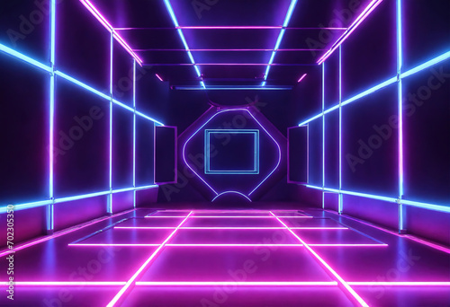 ultraviolet neon star shape, glowing lines, portal, tunnel, virtual reality, abstract fashion