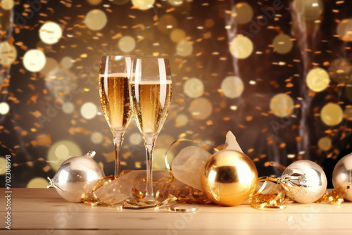 Wine alcohol year christmas decor champagne eve background celebrate gold beverage drink holiday festive