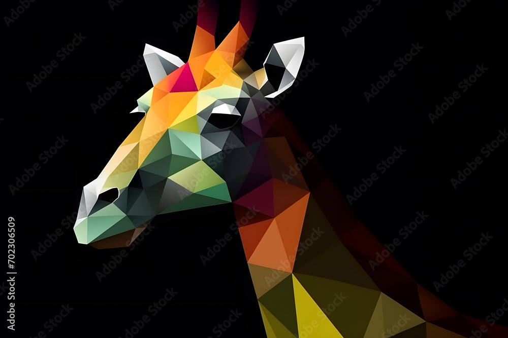 Rainbow art giraffe on a black background. Neural network AI generated art Rainbow art giraffe on a black background. Neural network AI generated art