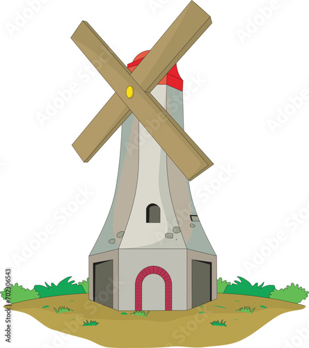 Gliders and Wind Mills Vector Illustration