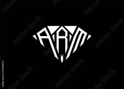 Modern letter A R M diamond shape logo And initial monogram A R M letter logo vector template.