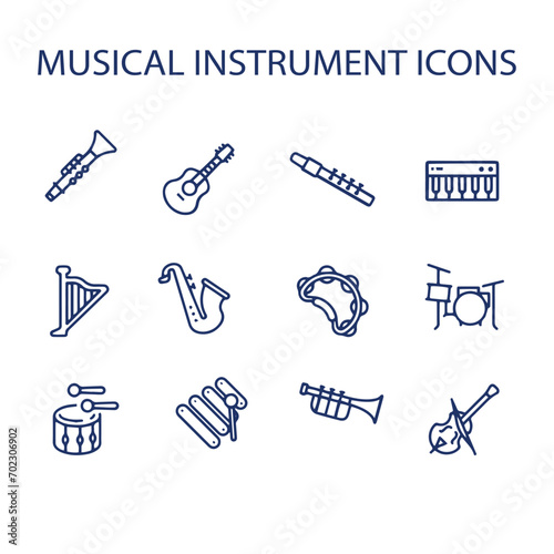set of music instruments vector icons , music instruments vector illustration photo
