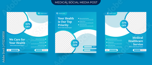 Set of medical healthcare service for social media post design hospital clinic doctor and dentist marketing ads banner template