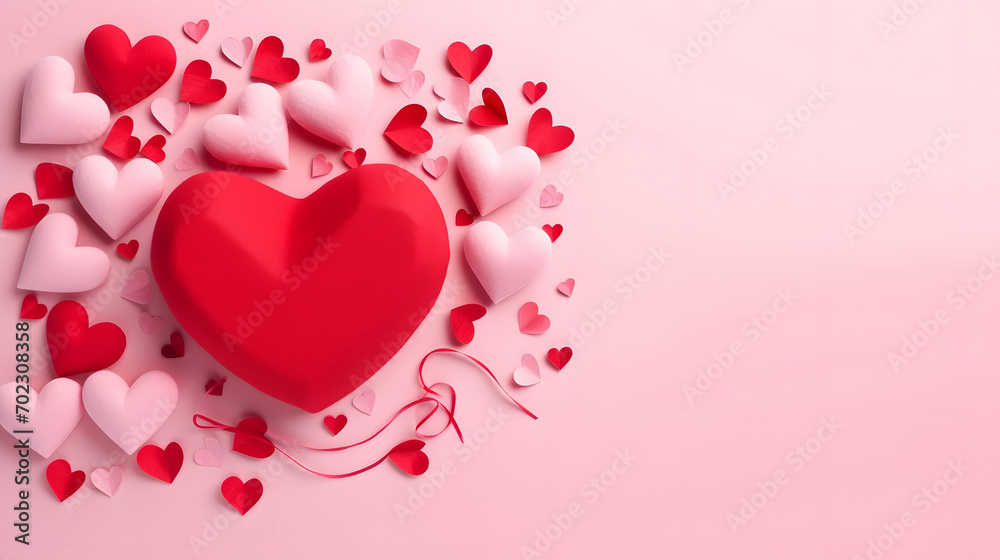  red and pink heart on pink background