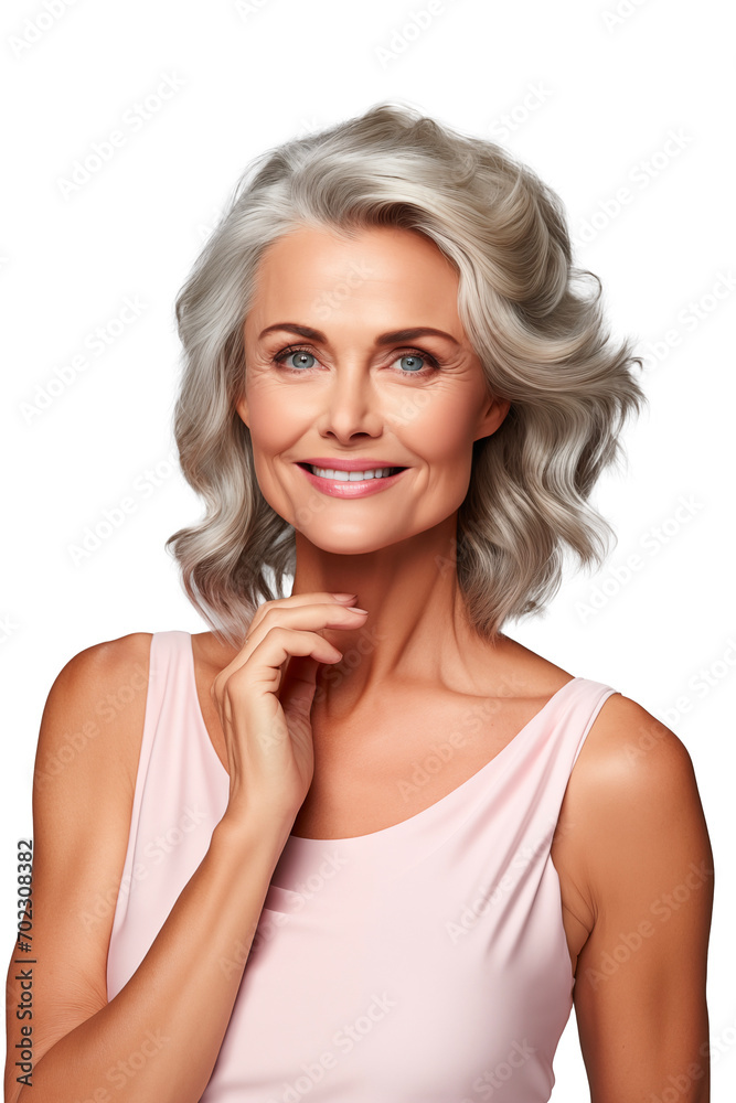 Gorgeous middle aged mature women, senior older 50 year lady looking at camera. Isolated on transparent png background. Ads of lifting anti wrinkle skin care treatment. Cosmetology concept. Gorgeous middle aged mature women, senior older 50 year lady looking at camera. Isolated on transparent png background. Ads of lifting anti wrinkle skin care treatment. Cosmetology concept.