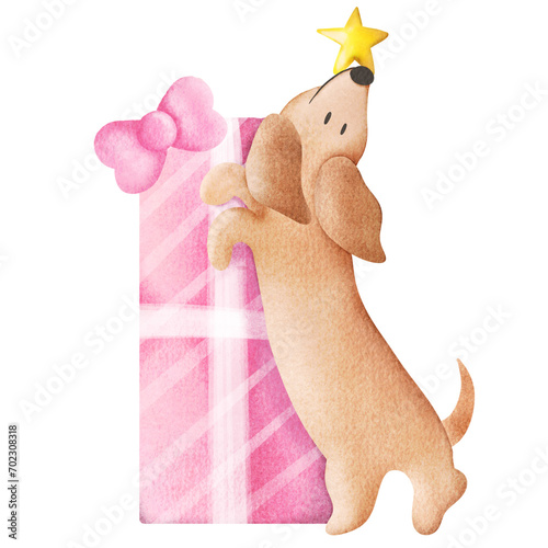 Dog with gift