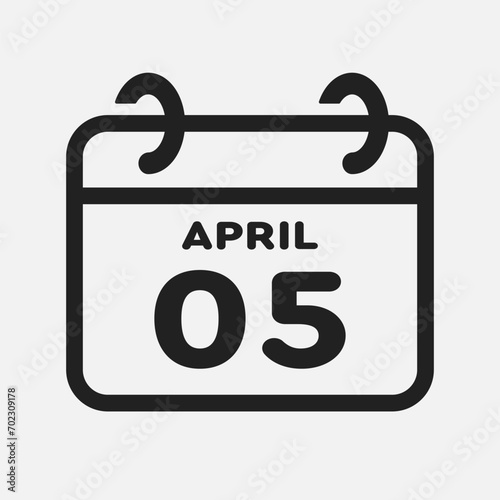 Icon page calendar day - 5 April