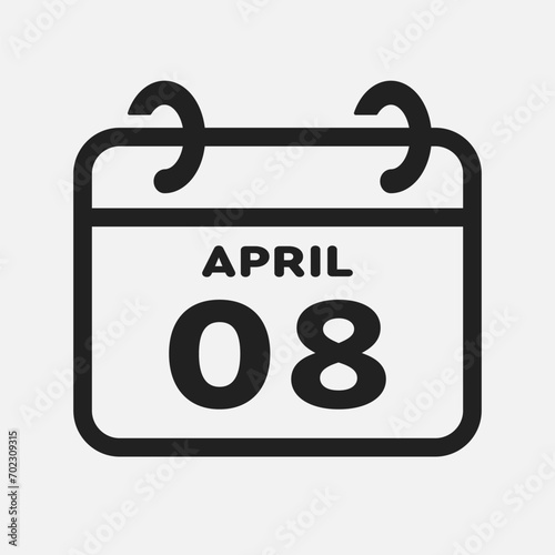 Icon page calendar day - 8 April