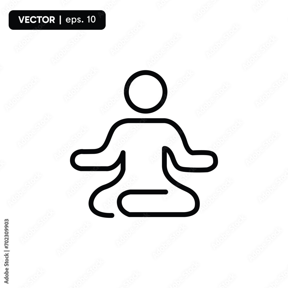 Meditation icon line symbol. Premium quality isolated yoga element in trendy style. vector eps 10 Meditation icon line symbol. Premium quality isolated yoga element in trendy style. vector eps 10