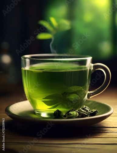 a hot cup of green tea