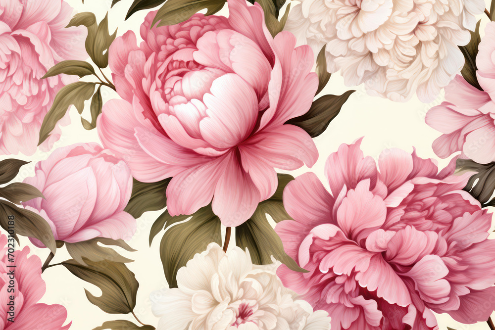 Spring floral nature illustration vintage flower pattern background design seamless background art