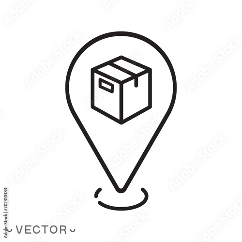 receive order in pick up and collection point, click and collect icon, delivery services, e-commerce concept,  editable stroke eps 10 vector illustration