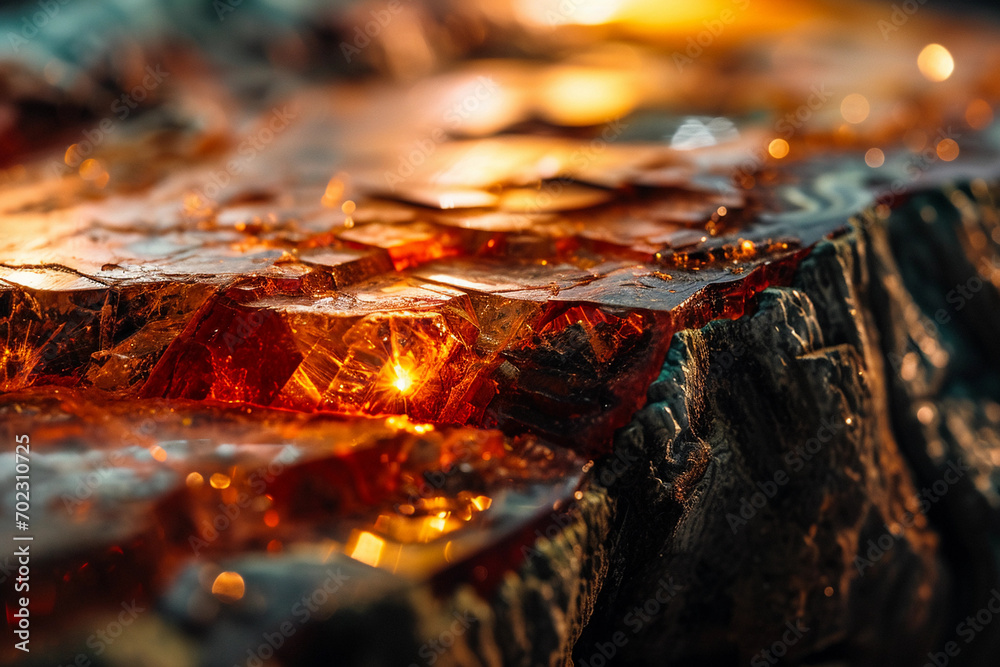 petrified wood cross-section, vibrant mineral colors Stock Photo ...