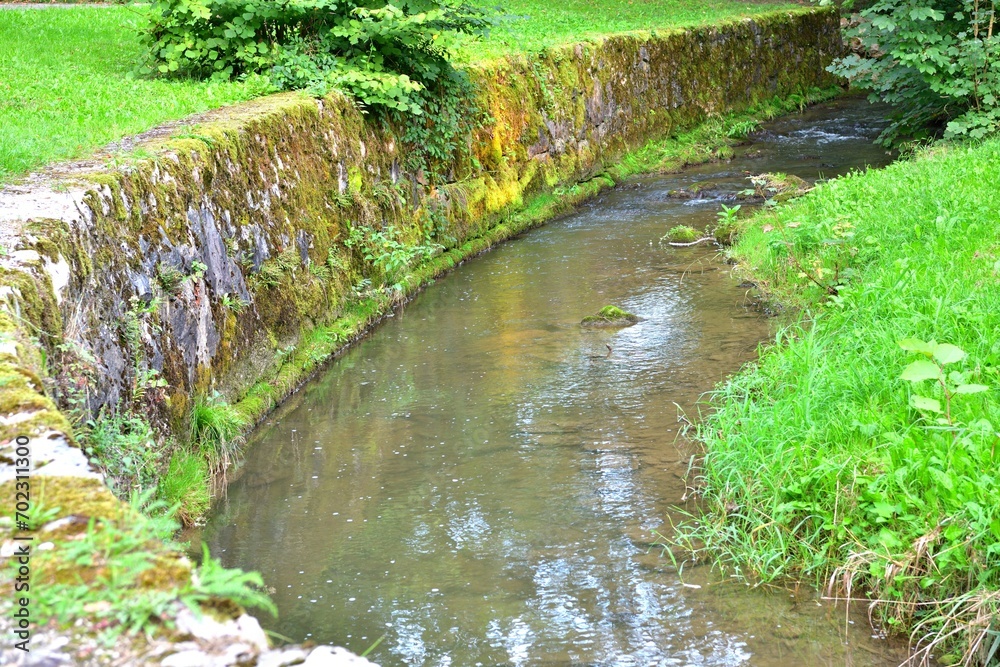Concrete protective wall against high water and floods in the city
