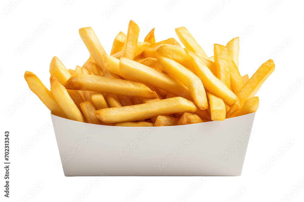 mockup of white cardboard box of french fries isolated in transparent background mockup of white cardboard box of french fries isolated in transparent background