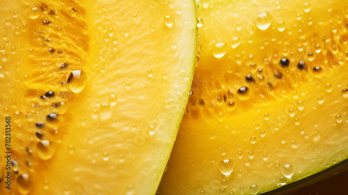 up of melon in water drops