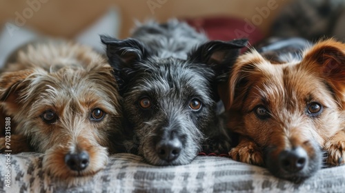 dogs of different breeds laying side by side, friendship, camaraderie © Kate Mova