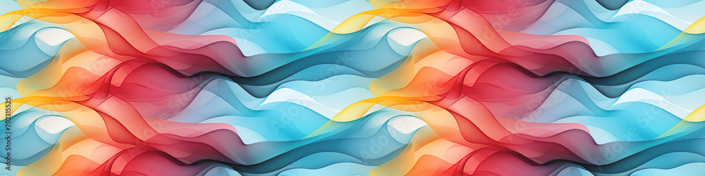 Fototapeta premium wavy seamless pattern texture with bright colored colorful waves on multicolored pastel rainbow background