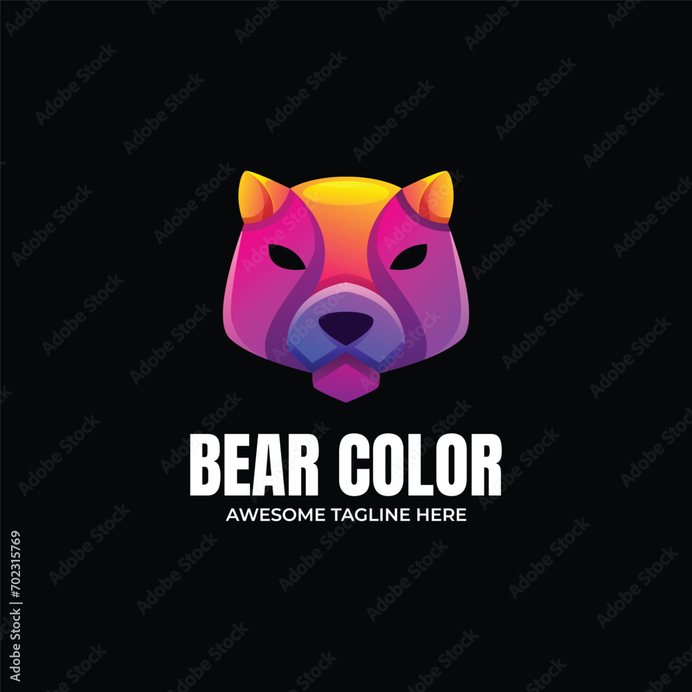 Bear Colorful Logo Design Bear Colorful Logo Design