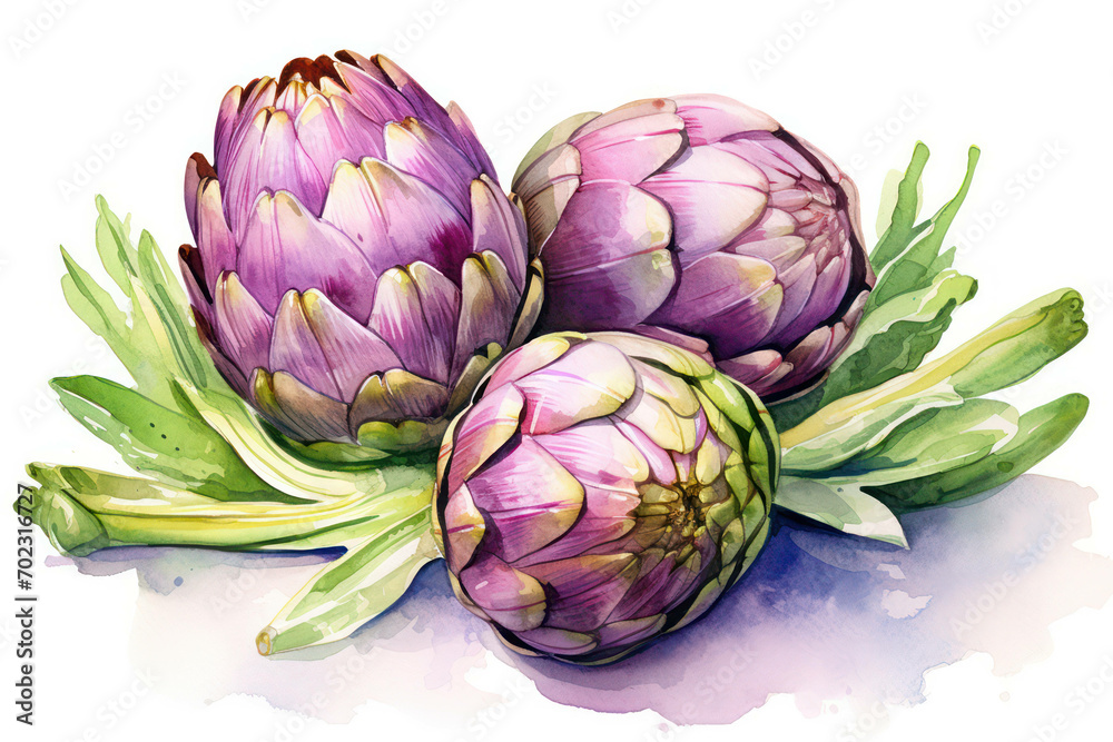 Obraz premium Fresh green vegetable purple nature artichoke background raw plant flower food