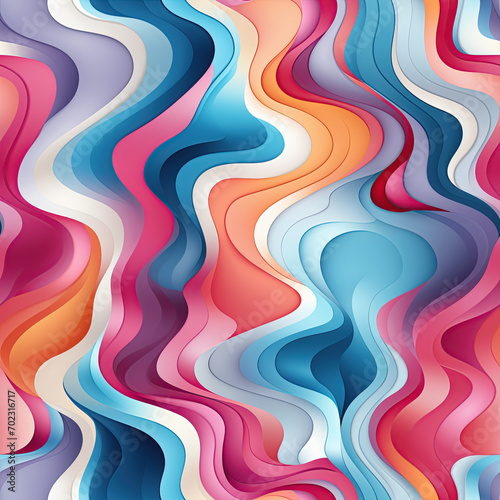 wavy seamless pattern texture with bright colored colorful waves on multicolored pastel rainbow background