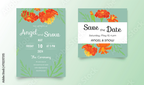 Two invitation cards for the wedding celebration